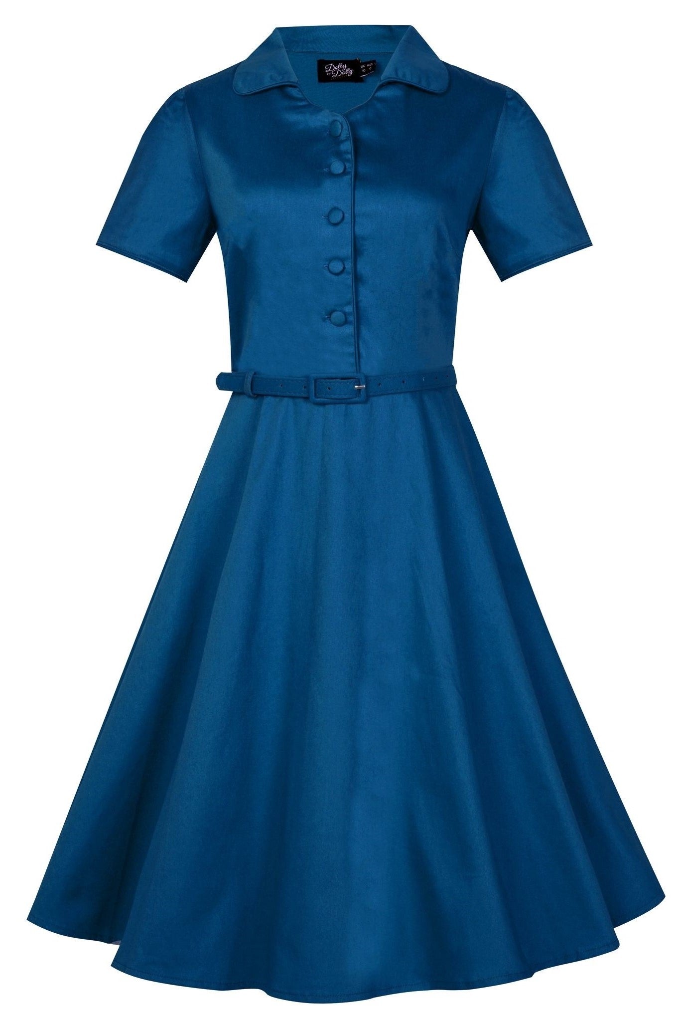 Penelope 1950's Teal Blue Shirt Dress