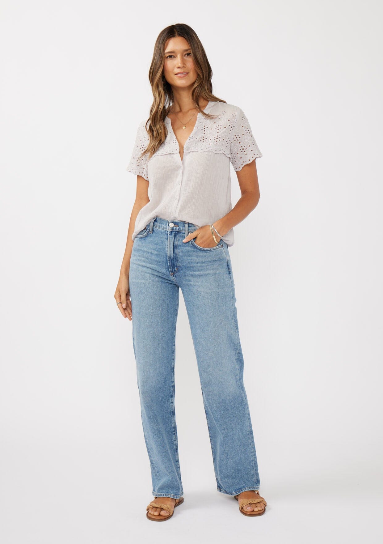 Levana Floral Eyelet Top
