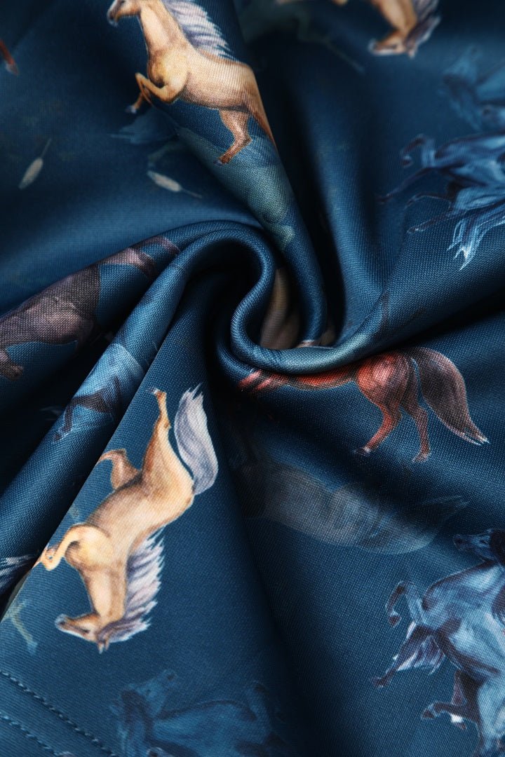 Amanda Dark Blue Horse Swing Dress