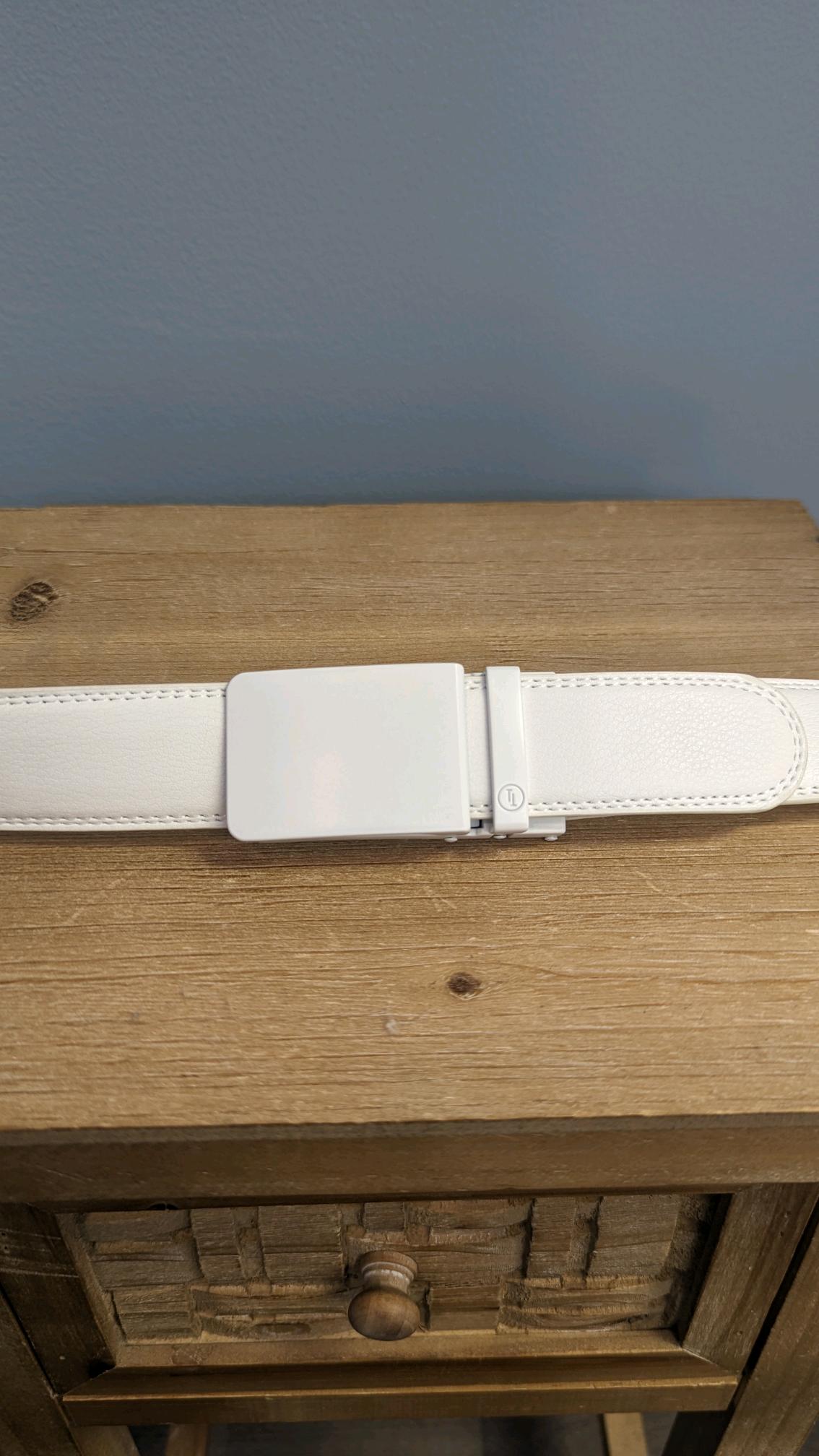White Ratchet Temple Belt-White Solid Buckle