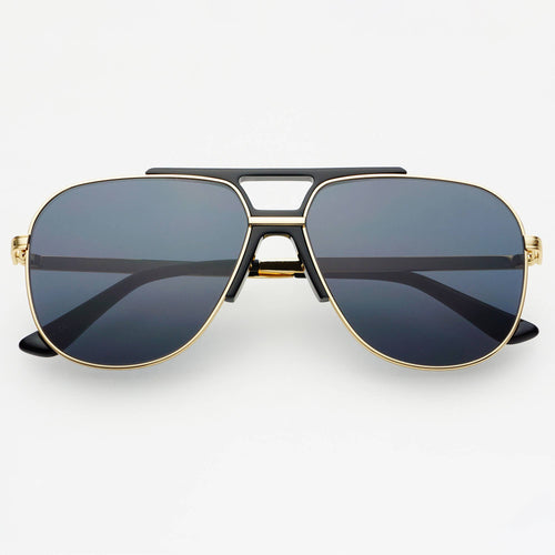 Logan Acetate Aviator Sunglasses - Black | Grey