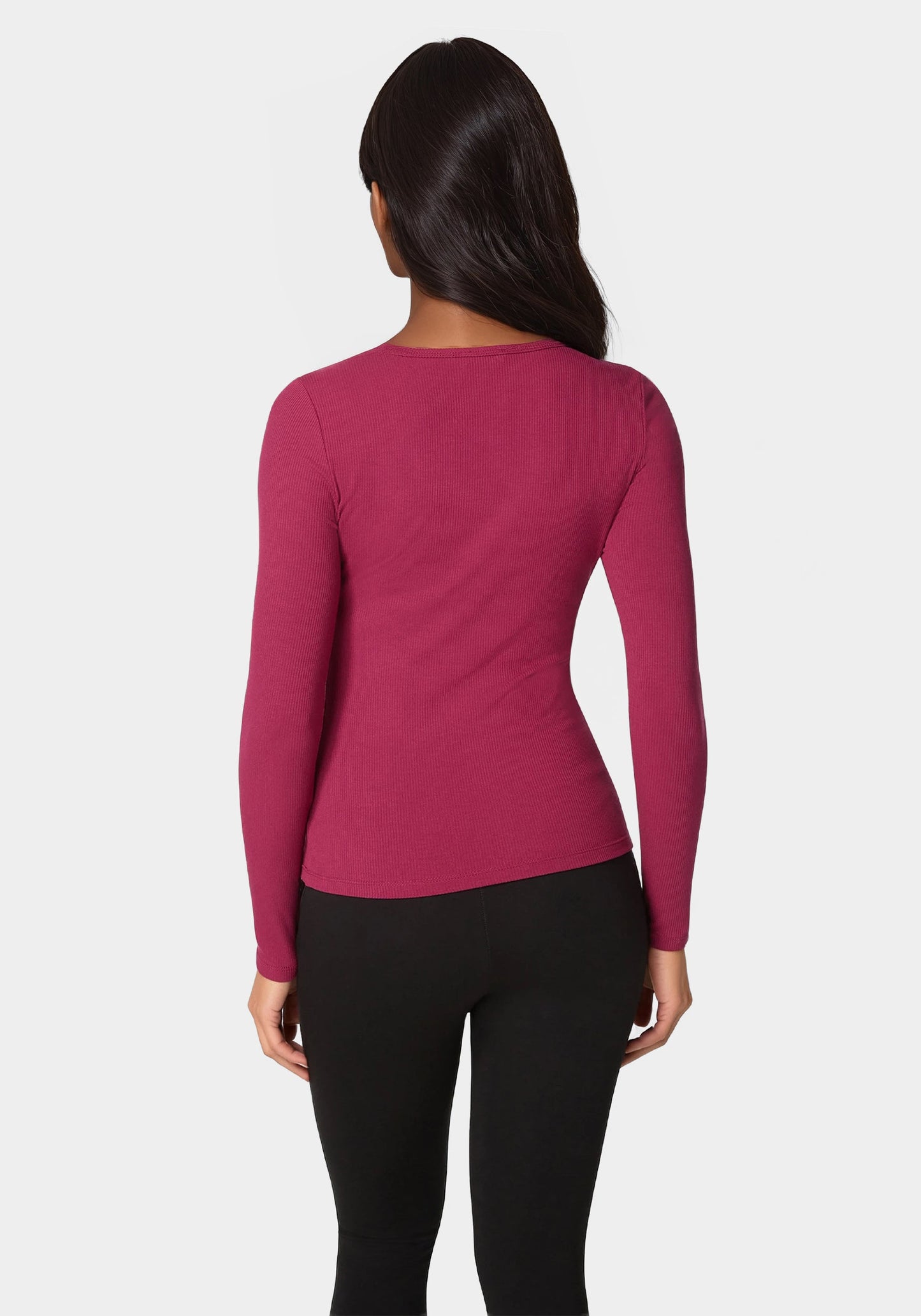 Long Sleeve Scoop Neck Bebe Logo Rib Top