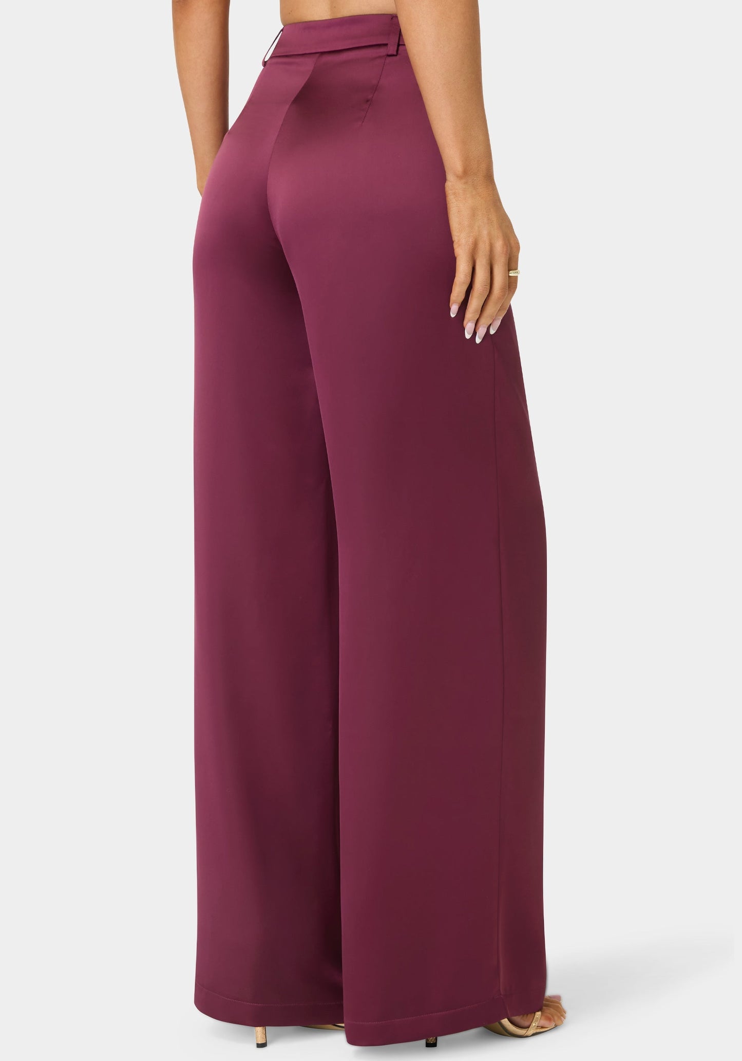 High Waist Ultra Wide Leg Satin Pant
