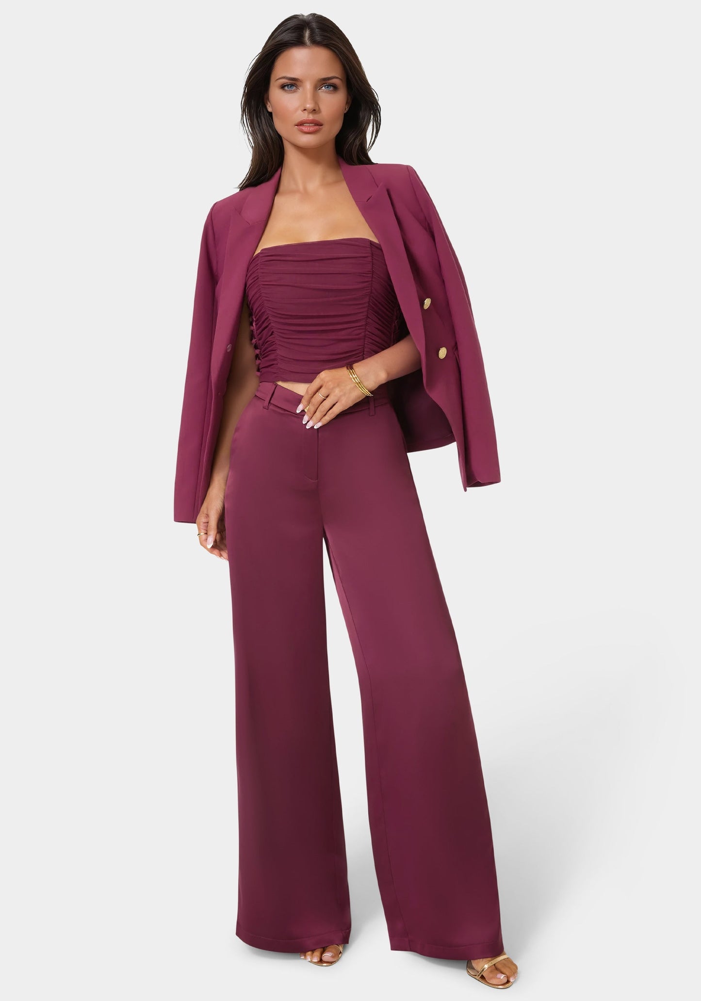 High Waist Ultra Wide Leg Satin Pant