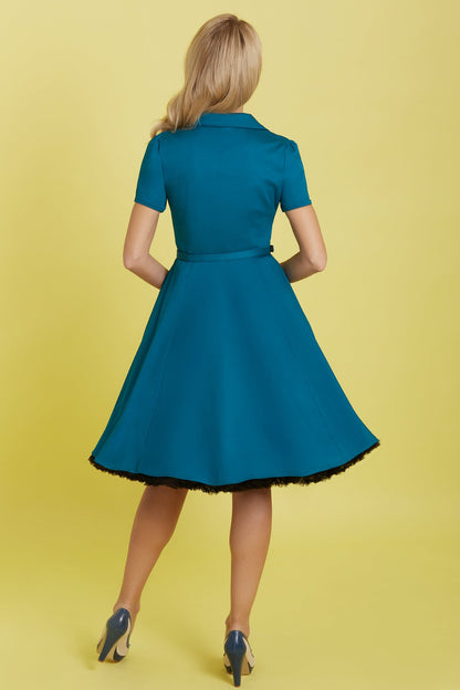 Penelope 1950's Teal Blue Shirt Dress
