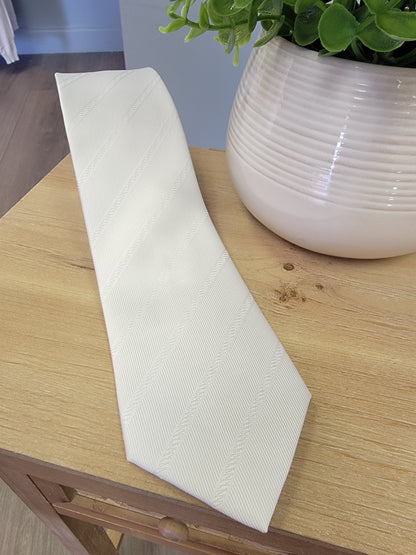 White Temple Tie - Striped