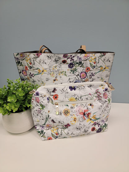 Reversable Temple Tote - White/Tan