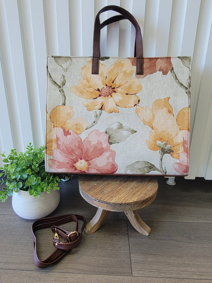 Cream Floral Temple Bag