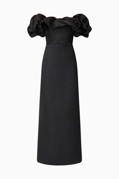 Sharon Off The Shoulder Midi Dress in Black