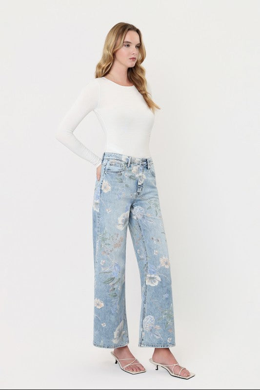 Waitlist 8/1 • Bellamy High Rise Vintage Floral Wide Leg Jeans Light Wash