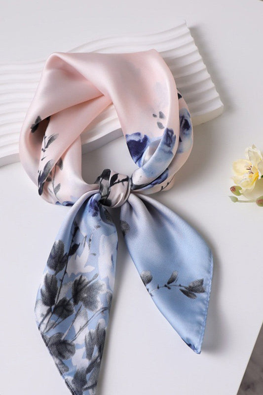 Novalie Floral Print Square Soft Touch Scarf Pink Blue