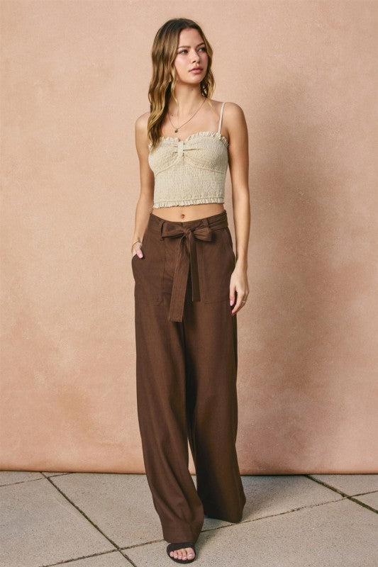 Zivah High Waist Wide Leg Pants Brown