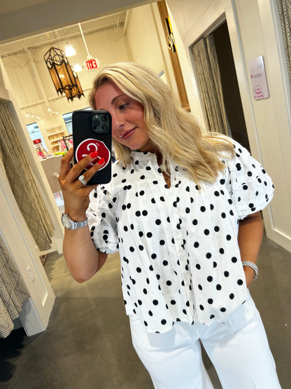 Lila Polka Dot Button-Down Top