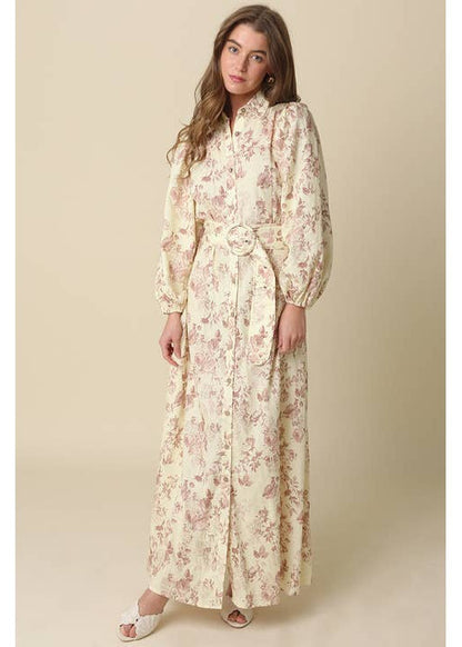Carolyn Floral Belted Maxi Dress