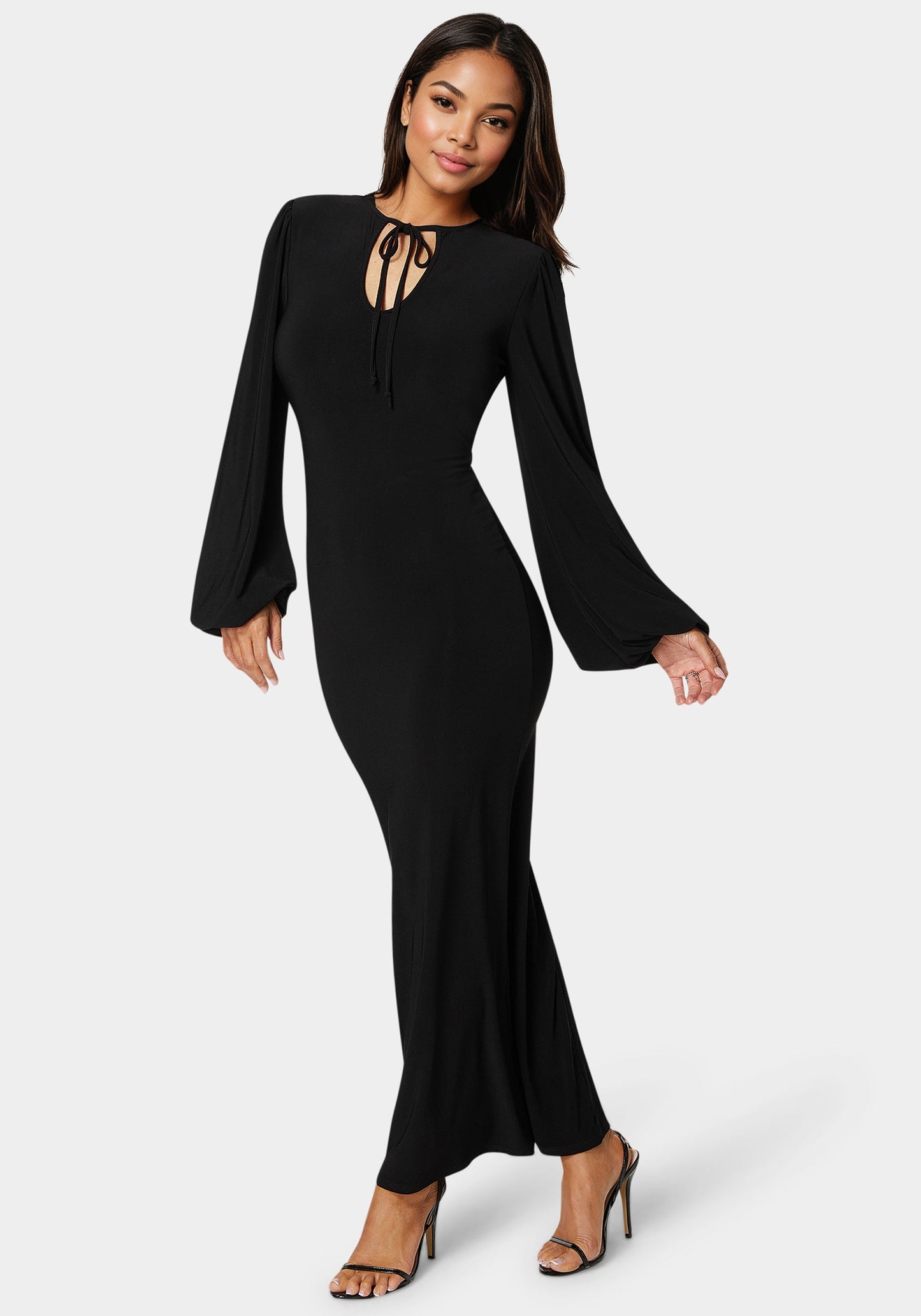 Poet Sleeve Tie Neck Maxi Dress
