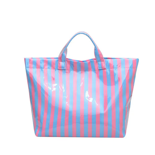 Color Block Striped Tote Bag
