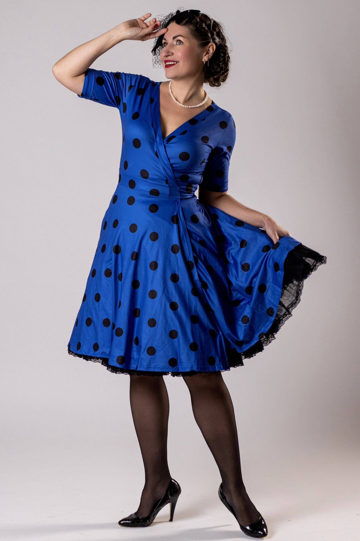 Matilda Royal Blue Polka Dot Wrap Dress
