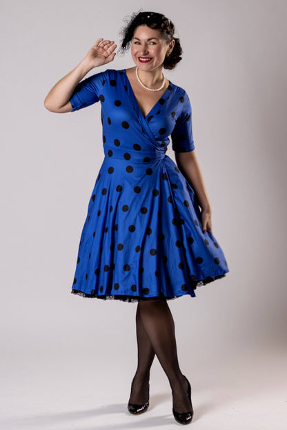 Matilda Royal Blue Polka Dot Wrap Dress