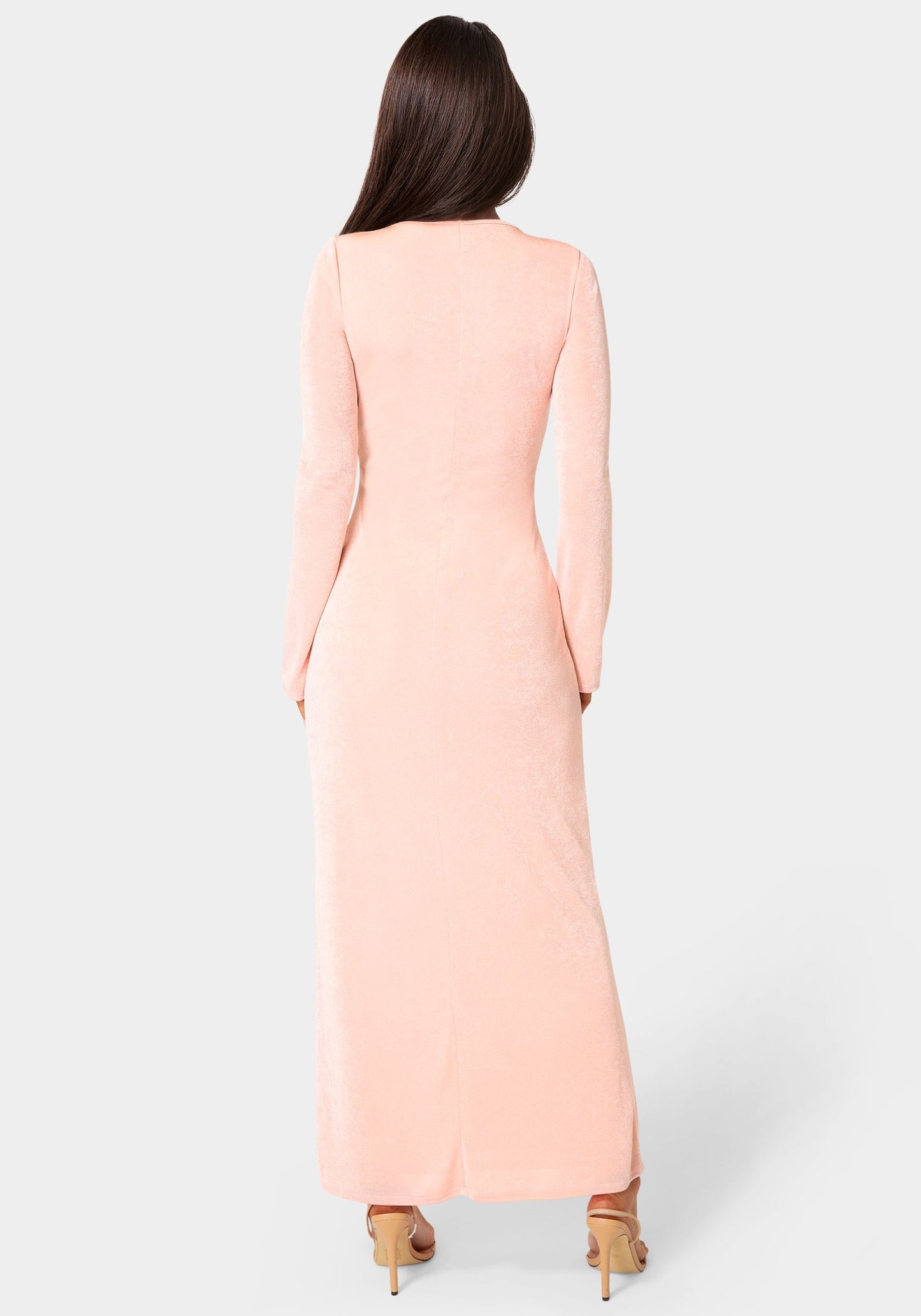 Long Sleeve Open Neck Slinky Maxi Dress