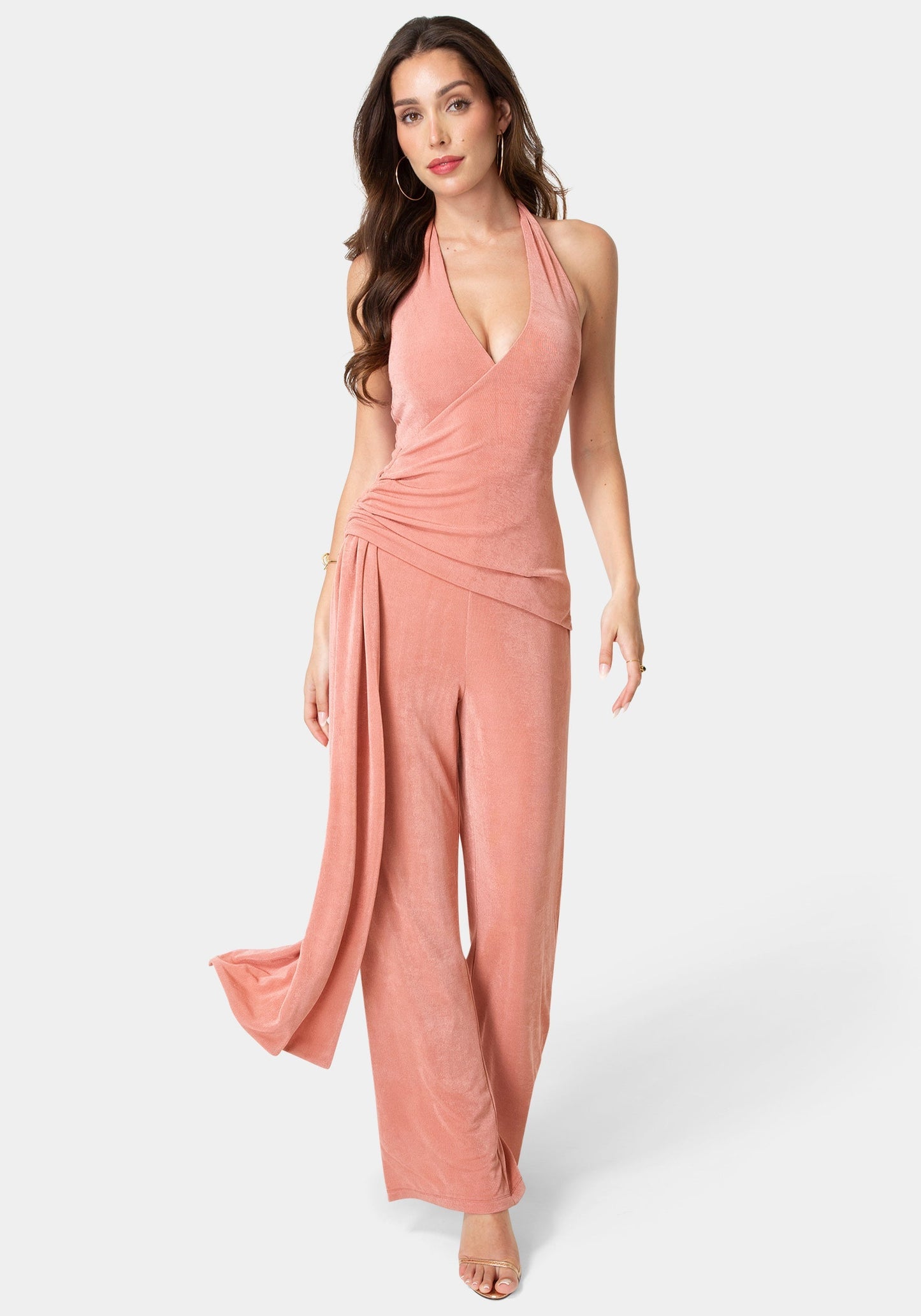 Slinky Drop Waist Halter Jumpsuit