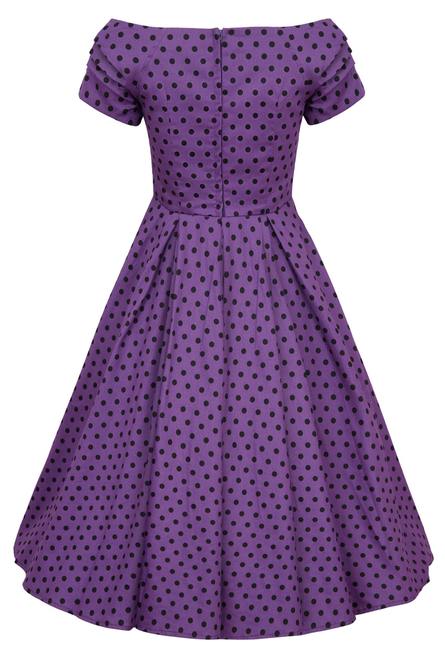 Lily Purple Polka Dot Off Shoulder Dress