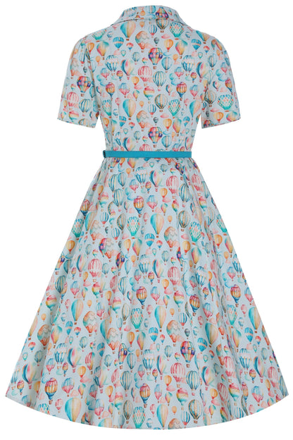Penelope Hot Air Balloon Festival Shirt Dress In Light Blue