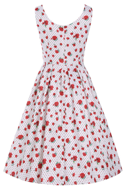 Amanda Retro Red Hearts & Roses Swing Dress