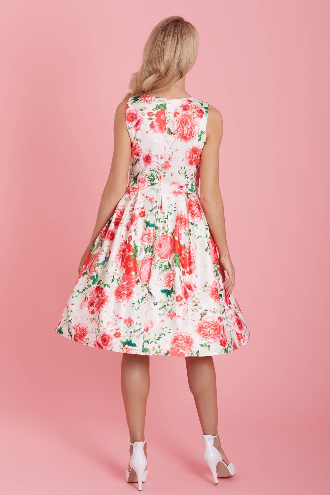 Annie White Red Floral Swing Dress