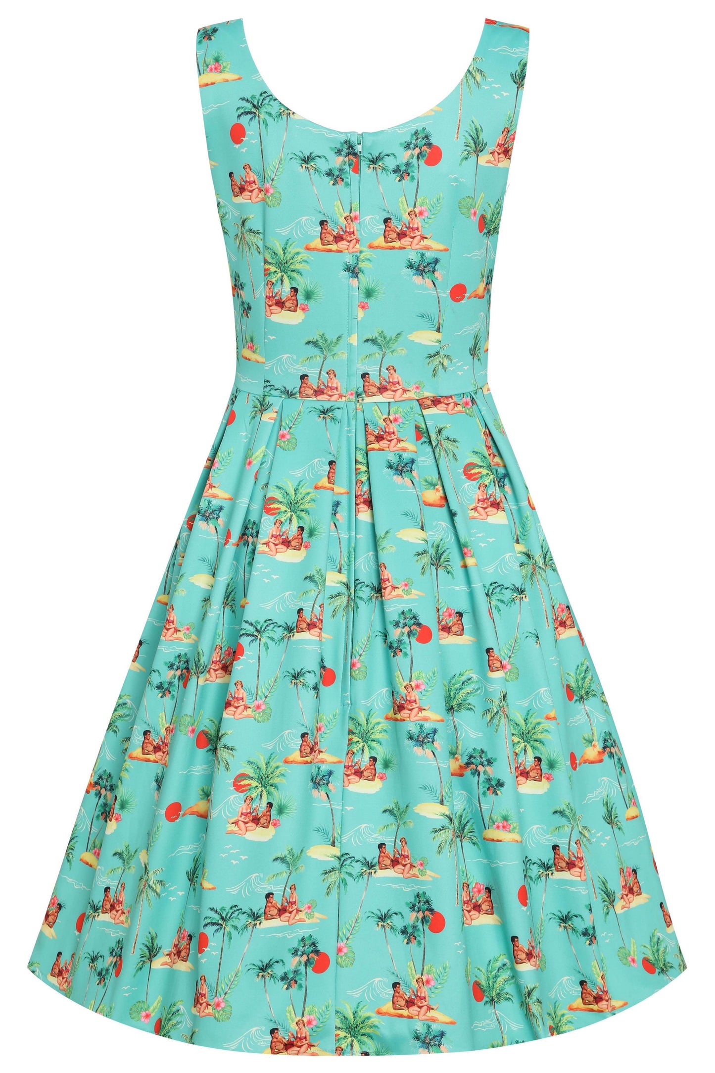 Amanda Turquoise Sunset Pinup Couple Swing Dress