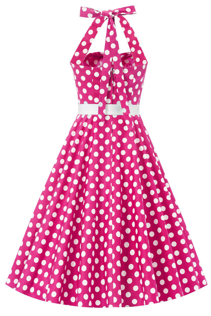 Daisy Hot Pink Polka Dot Halter Dress