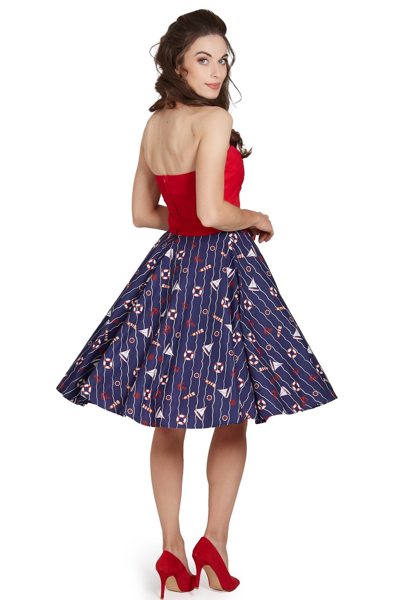 Melissa Red & Navy Nautical Strapless Dress