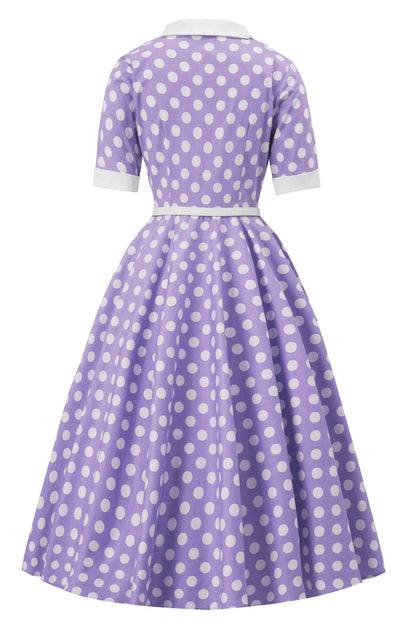 Mollie Lilac Polka Dot Full Circle Shirt Dress