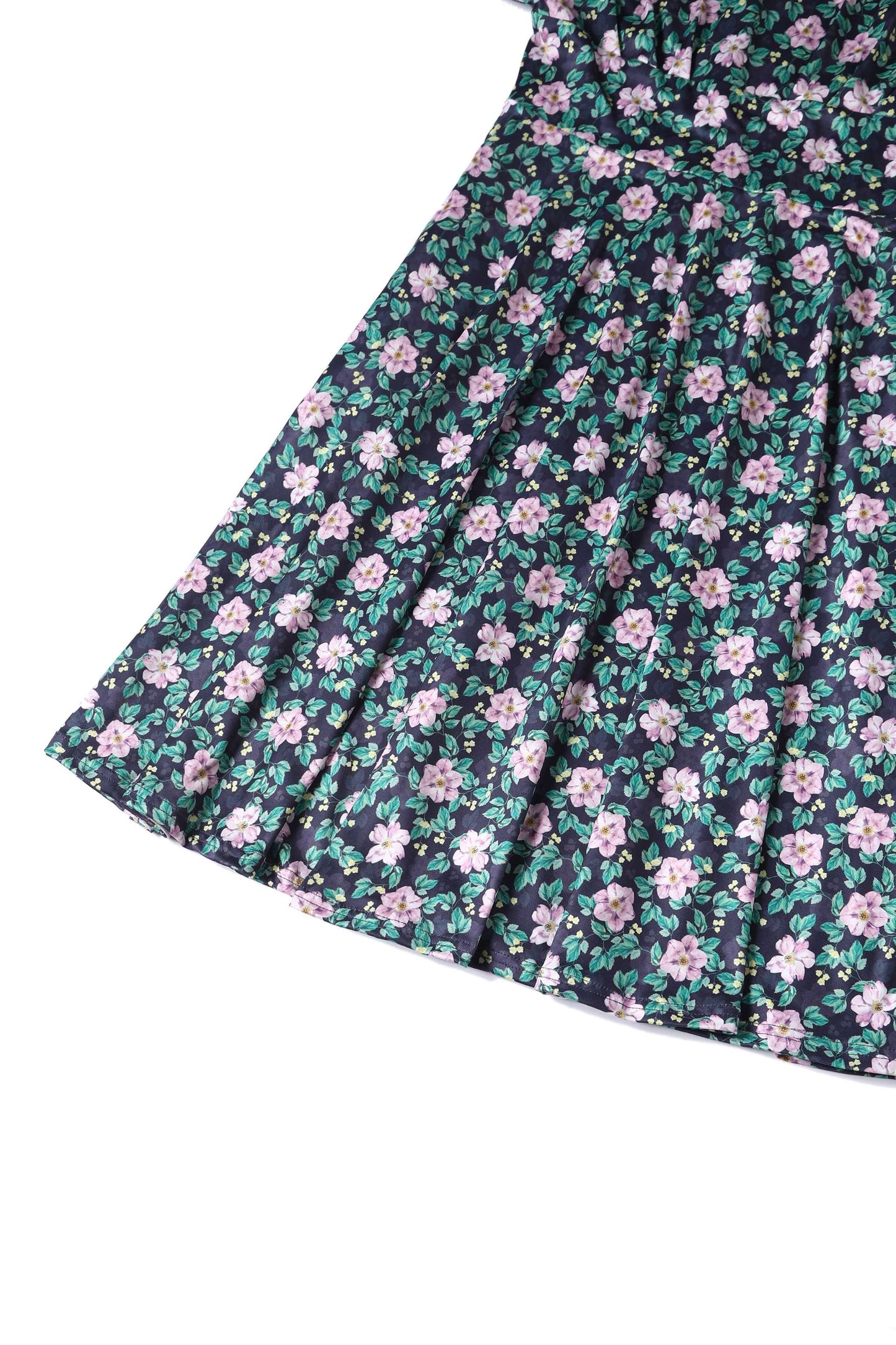 Brenda Black/Purple Floral Flared Day Dress