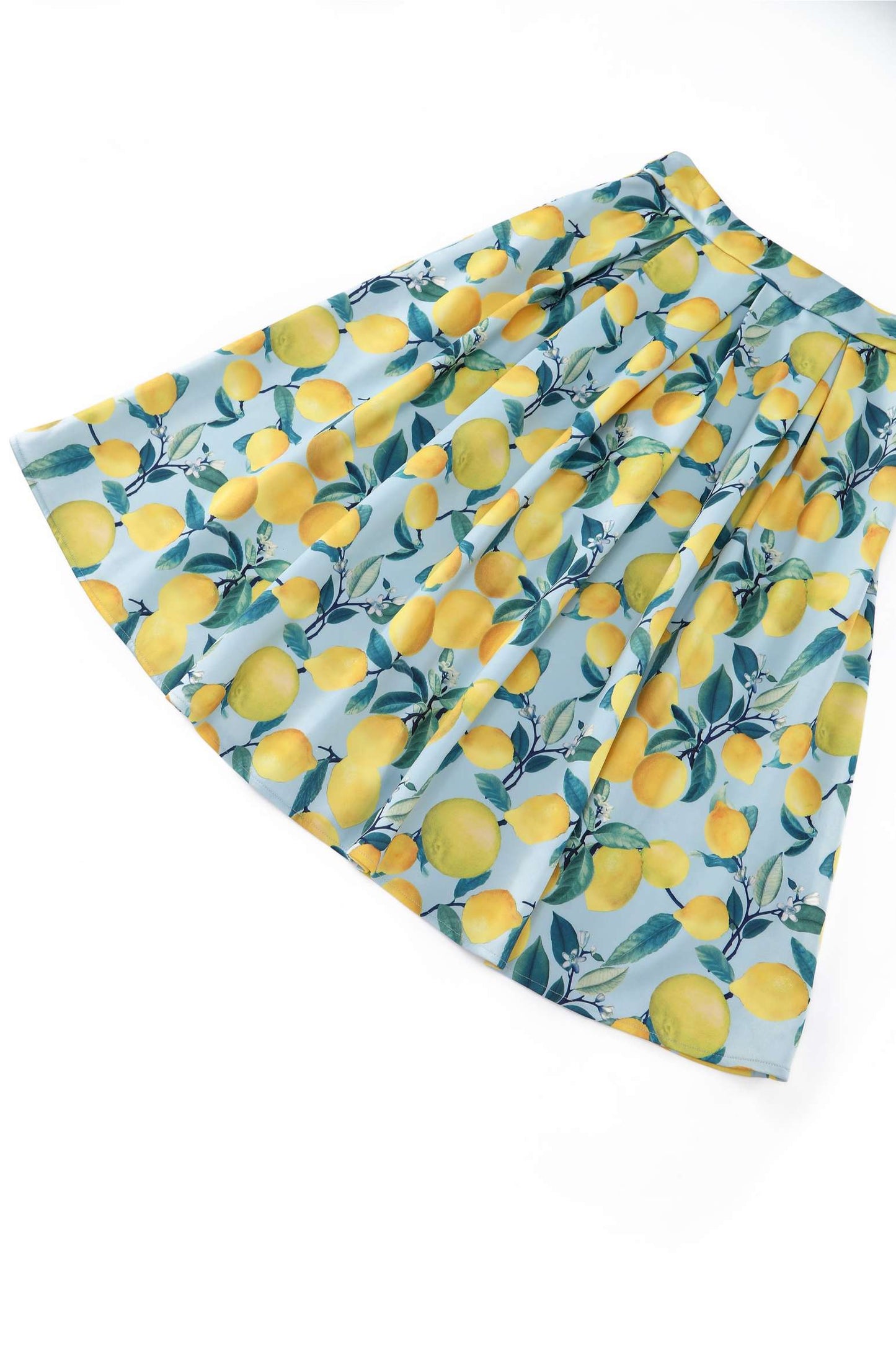 Aisley Summer Lemon Box Pleated Skirt In Blue