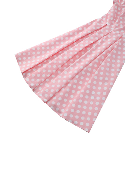 Lily Light Pink Polka Dot Off Shoulder Dress