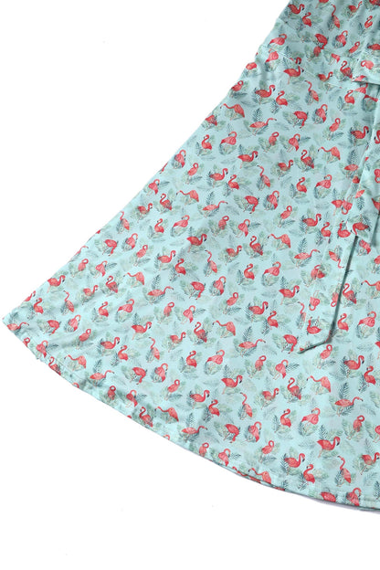 Matilda Flamingo Baby Blue Wrap Dress