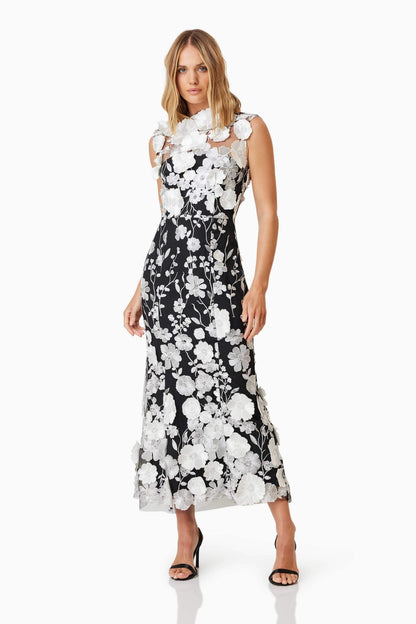 Selene Cocktail Midi Dress Black