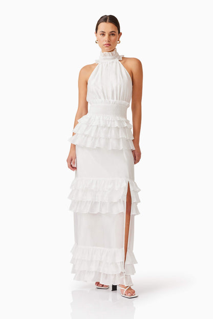 Kalani Halter Maxi Dress in White