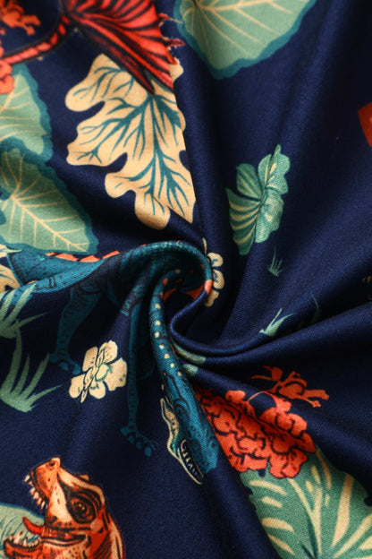 Katherine Long Sleeved Dress in Tropical Leaves/Dinosaurs