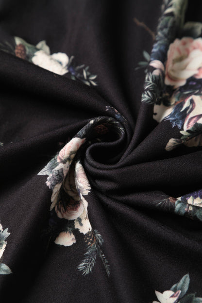 Esther Black Rose Butterfly Sleeved Jumpsuit