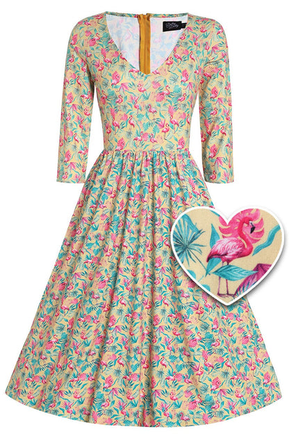 Billie Flock Star Flamingo Flared Dress