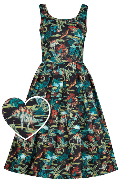 Amanda Black Forest Dinosaur Swing Dress