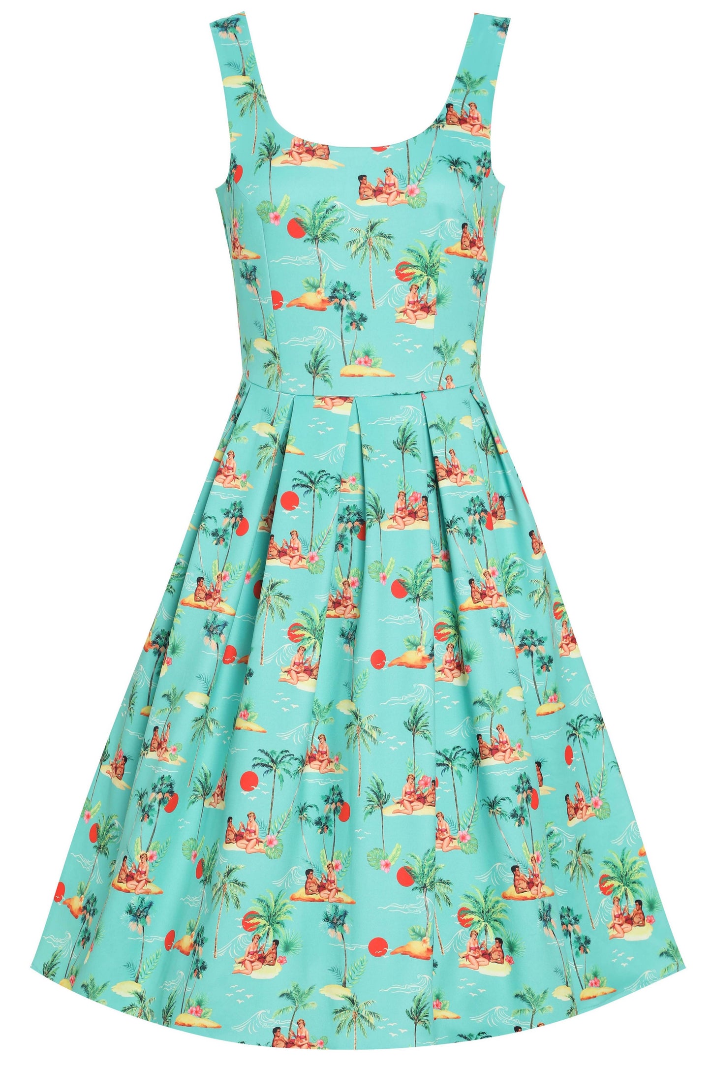 Amanda Turquoise Sunset Pinup Couple Swing Dress