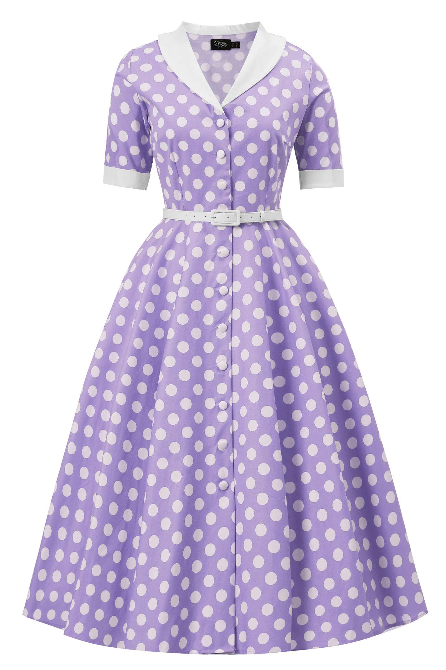 Mollie Lilac Polka Dot Full Circle Shirt Dress