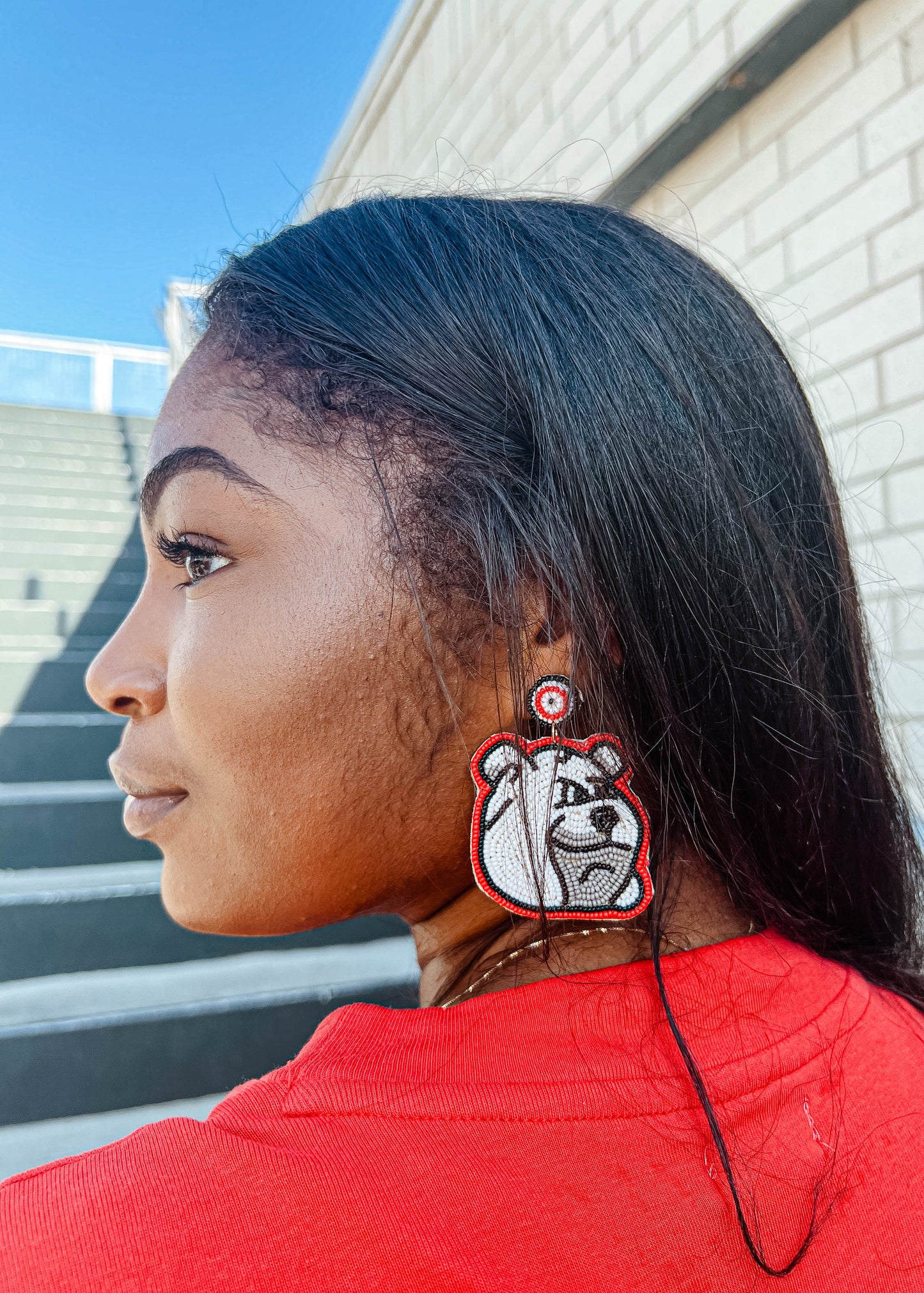 Beaded Bulldog Earrings