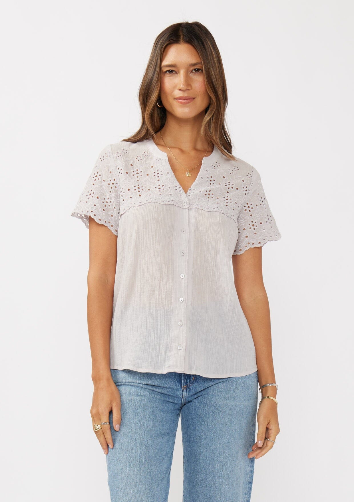 Levana Floral Eyelet Top