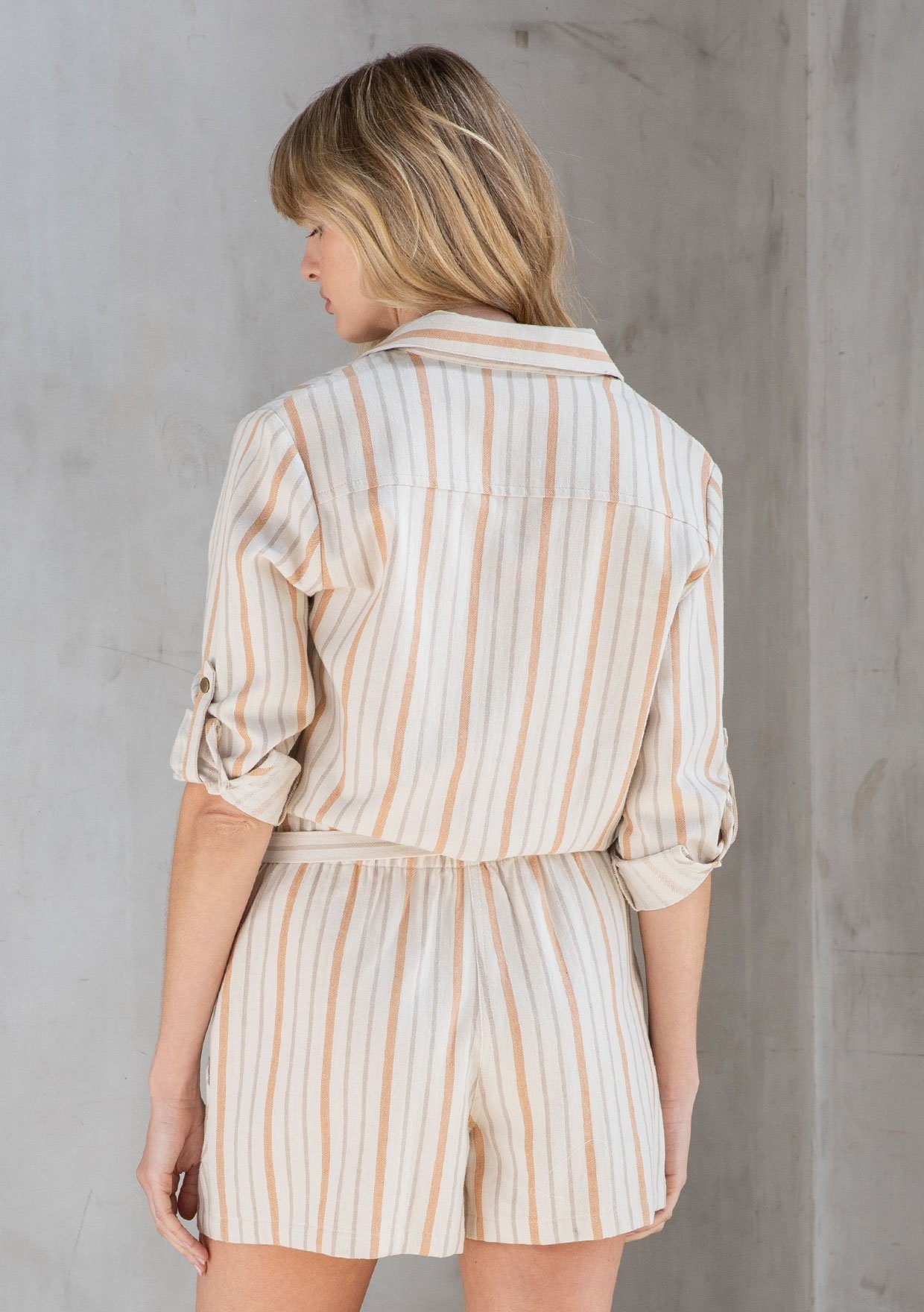 For Keeps Striped Twill Romper