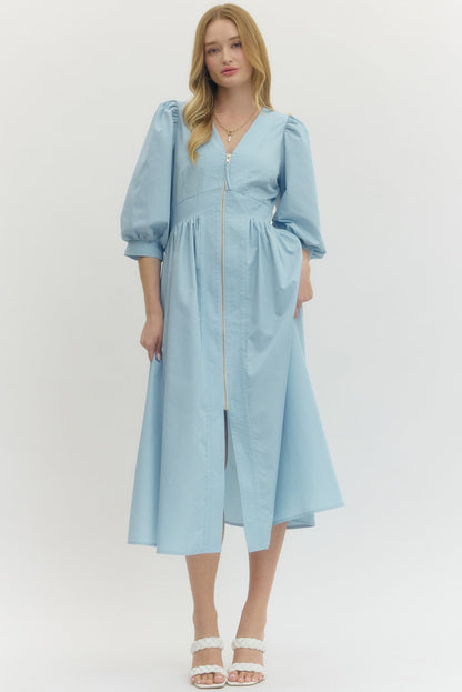 Charlotte Zip-Front Midi Dress