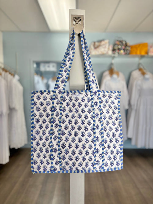 Blue Quilted Temple Bag