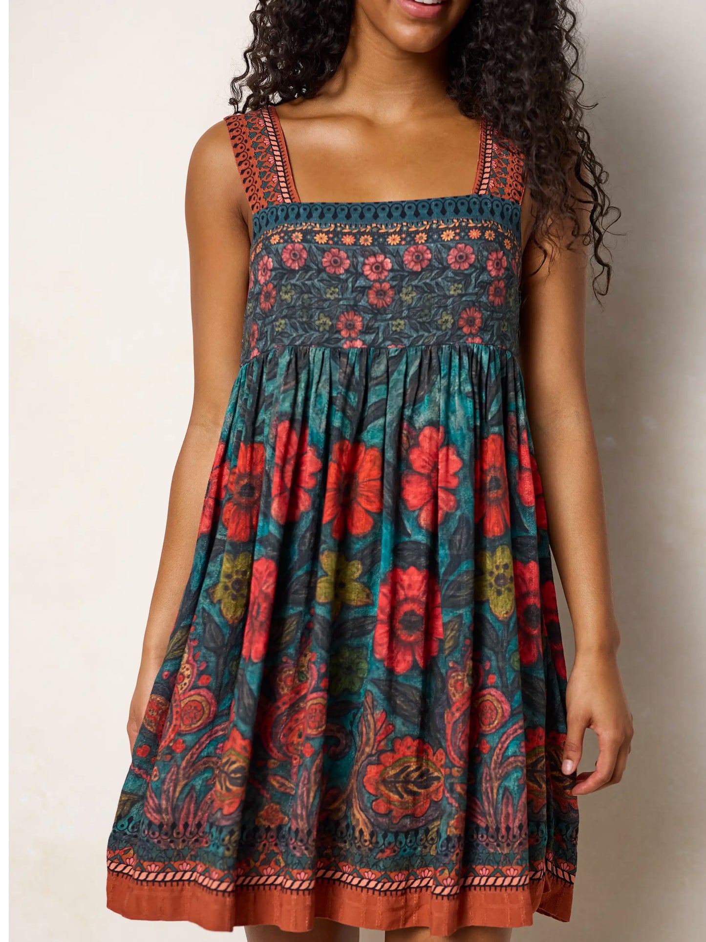 Tricia Mini Dress - Painted Red Blooms